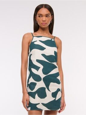 Abercrombie & Fitch Cream Slip Dress with Dark Green Straps